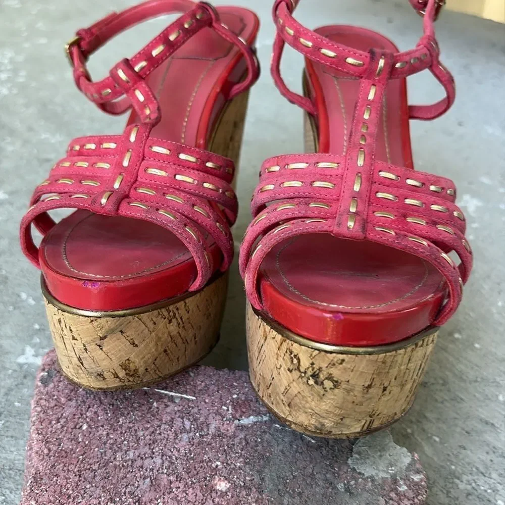 Christian Dior, pink cork wedges